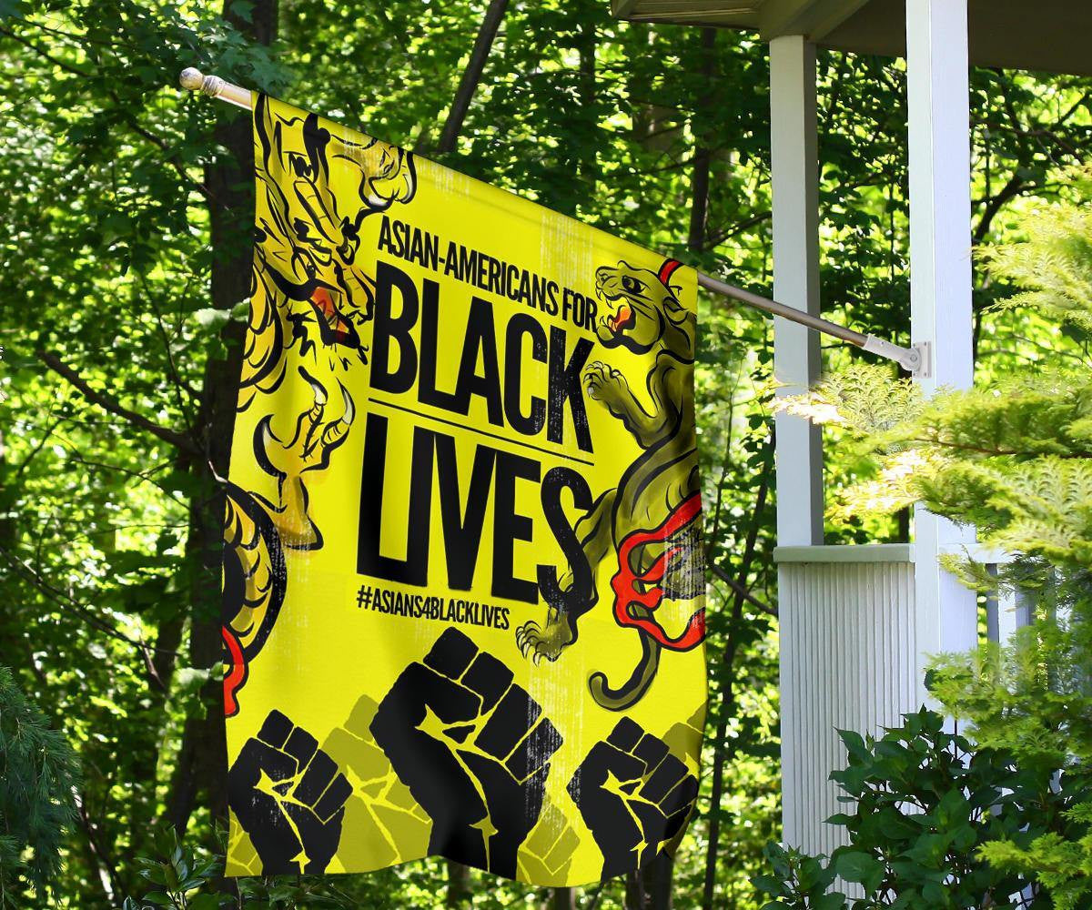 Asian-Americans For Black Lives Flag Yellow Peril Support Black Power Stop AAPI Hate Decor