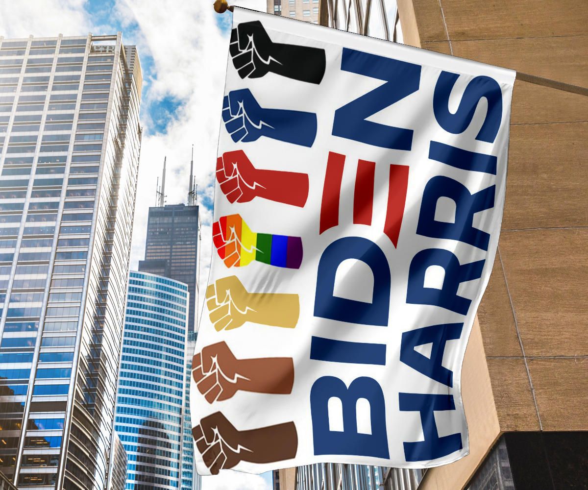 Biden Harris Flag LGBT Voting Biden Campaign 2024 Support BLM Justice Sign Harris Liberal