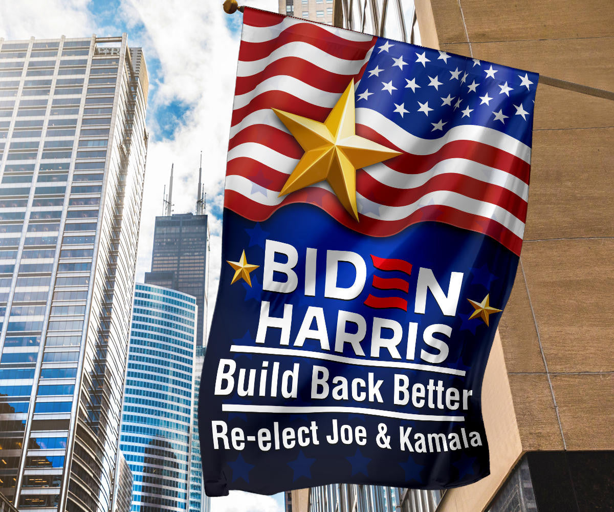 Biden Harris 2024 Flag Build Back Better Re-Elect Joe And Kamala Presidential Campaign