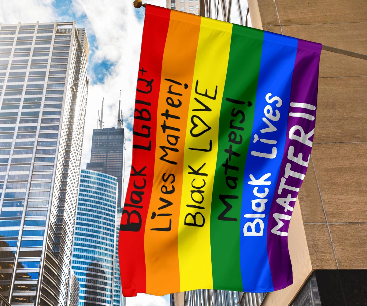 BLM And LGBT Flag Rainbow Flag Black Lives Matter Right Racism Flag Inside Outside Decor