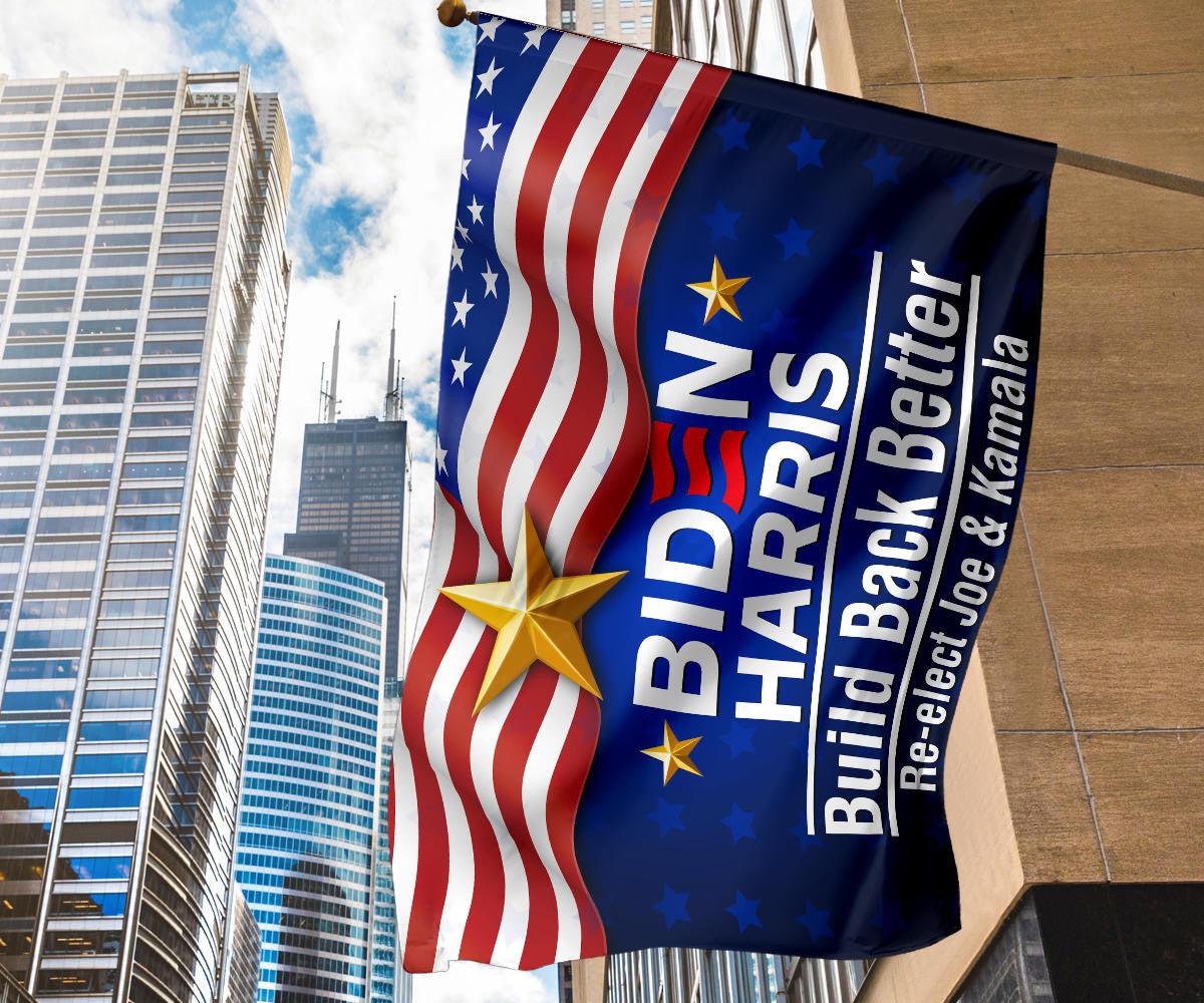 Biden Harris 2024 Flag Build Back Better Re-Elect Joe Kamala Presidential Campaign Merch