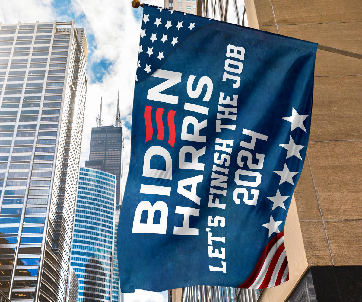 Biden Harris Let's Finish the Job 2024 Flag Vote Joe Biden 2024 Presidential Slogan