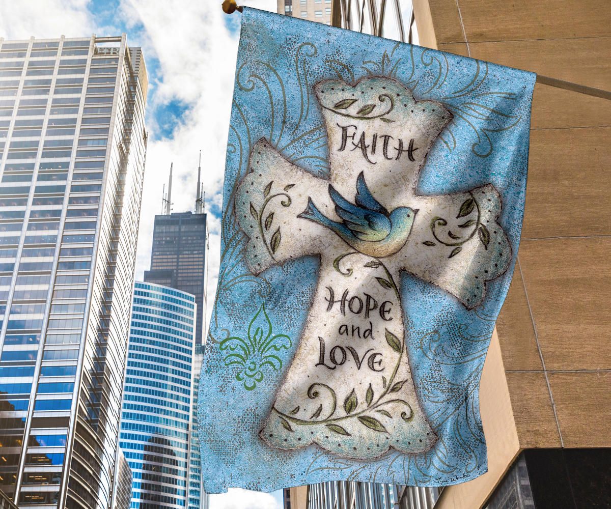 Faith Hope And Love Cross Flag Indoor Outdoor Decor Christian Mothers Day Gift