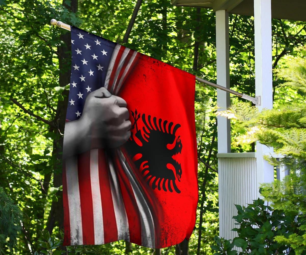 Albanian Flag And American Flag Vintage Old Retro Patriotic Independence Flag Day Of Albanian