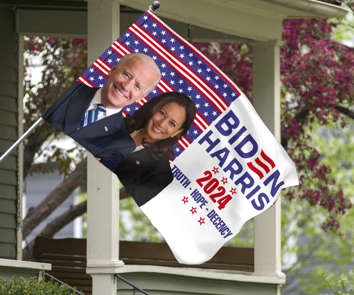 Biden Harris 2024 Truth Hope Decency Flag Joe Biden Harris Presidential Campaign Merch