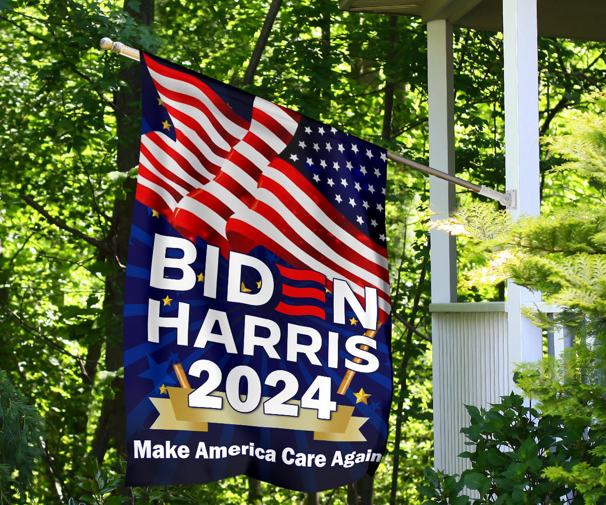 Biden Harris 2024 Make America Care Again Flag Joe Biden Campaign Slogan USA Flag