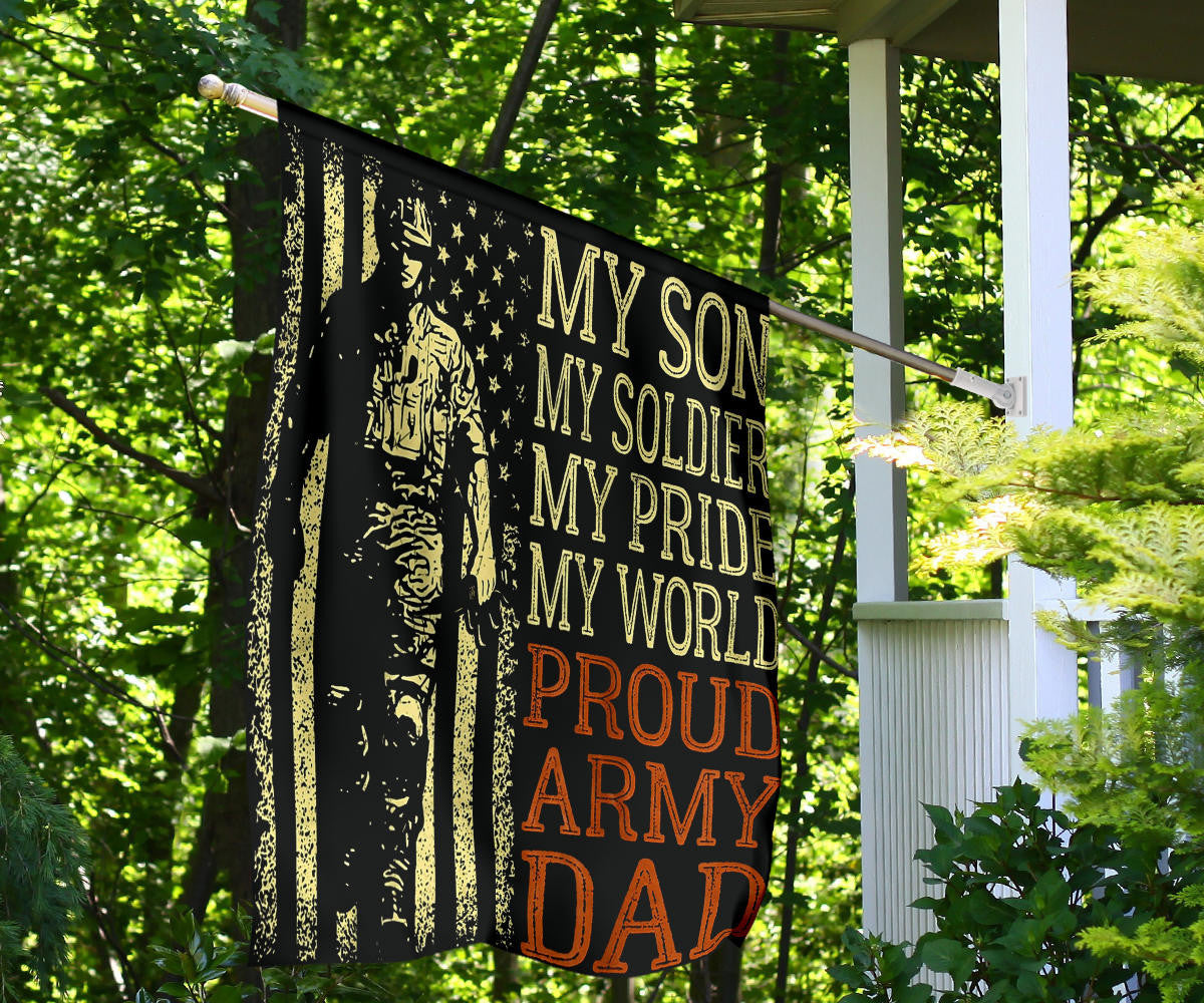 My Son My Soldier My Pride My World Proud Army Dad Flag Honor Proud Of Army Son Home Decor