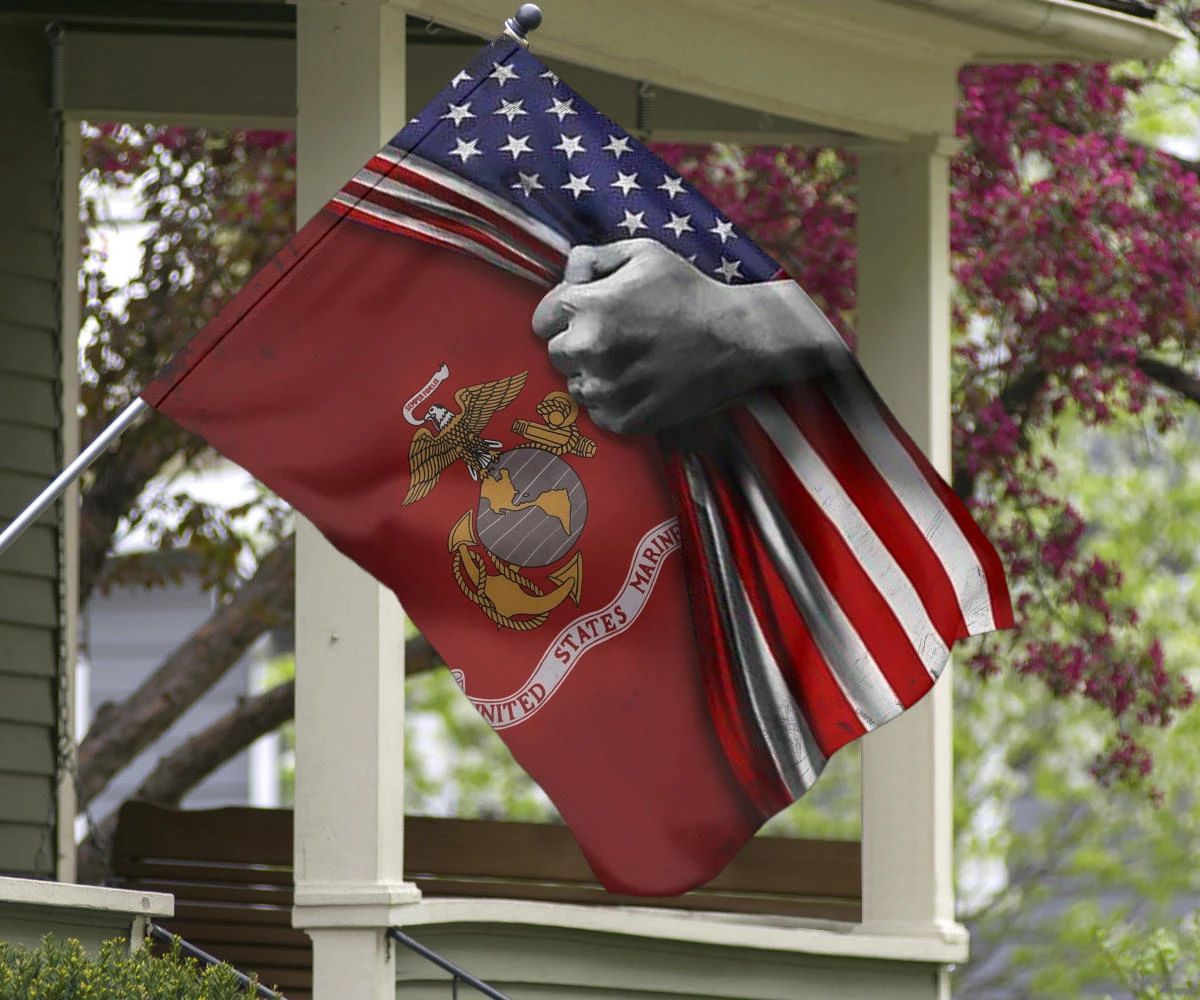 U.S Marine Corps Flag Inside American Flag Patriotic Welcome Holiday 4Th July Decor In-Outdoor