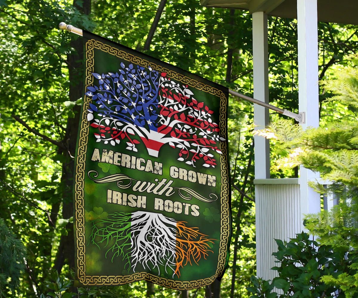 American Grown With Irish Roots Flag Shamrock Flag St Patrick's Day Flag