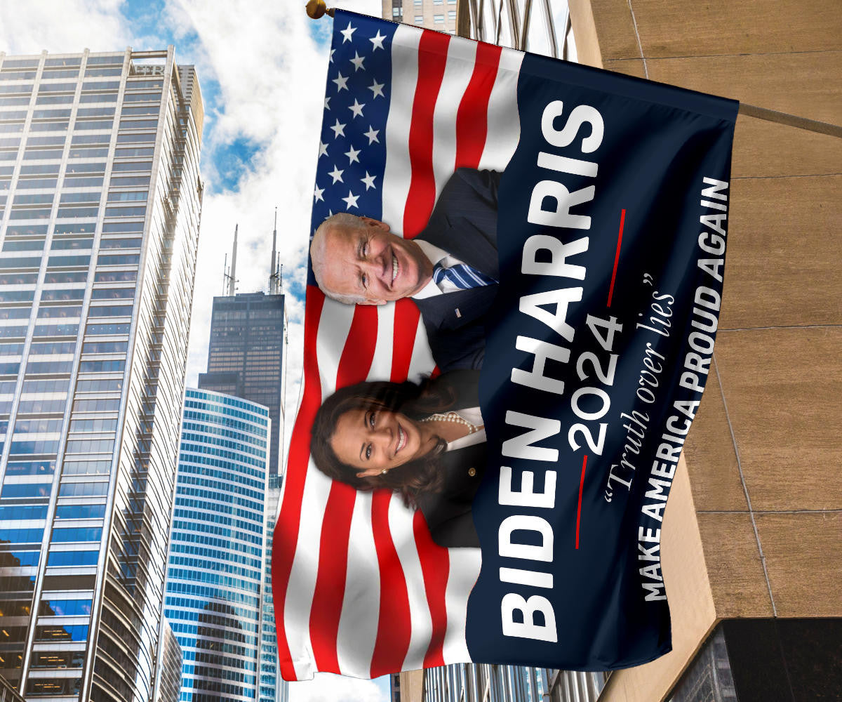 Biden Harris 2024 Flag Truth Over Lies Make America Proud Again Biden Harris Merchandise