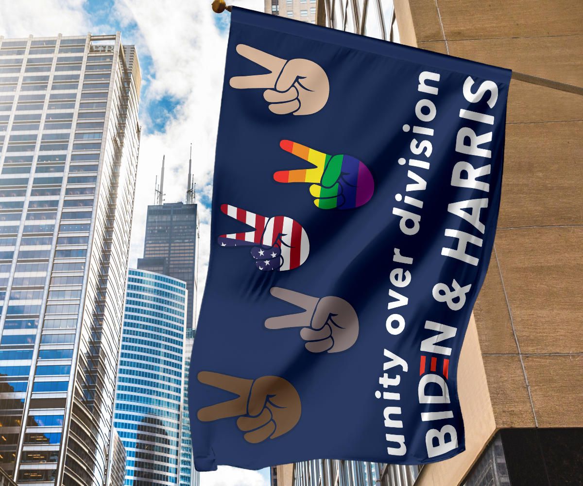 Unity Over Division Biden And Harris Flag Patriotic LGBT Voters Biden Political Lawn Flags