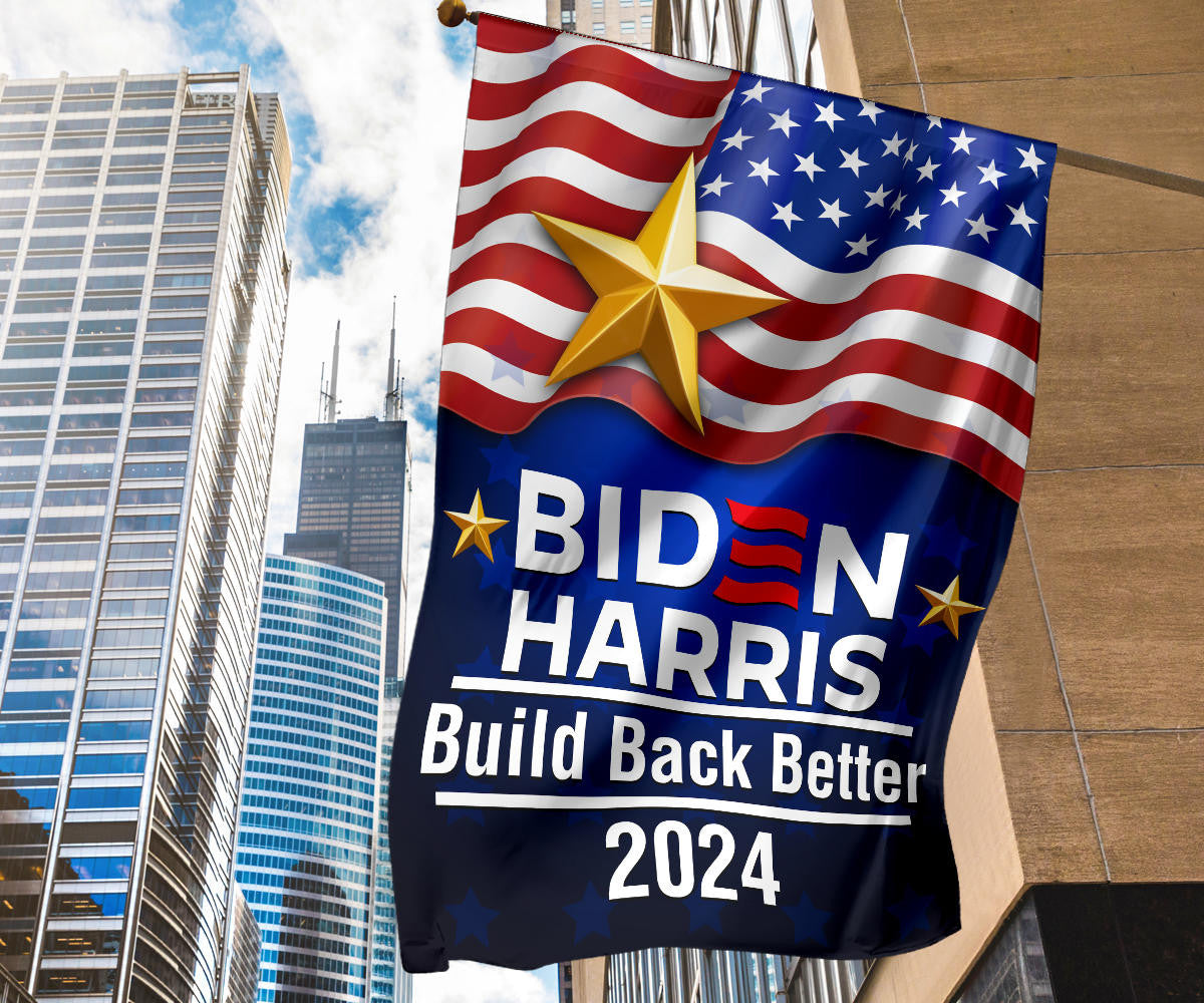 Biden Harris 2024 Build Back Better Flag Re-Vote Joe Biden Presidential Campaign Banner