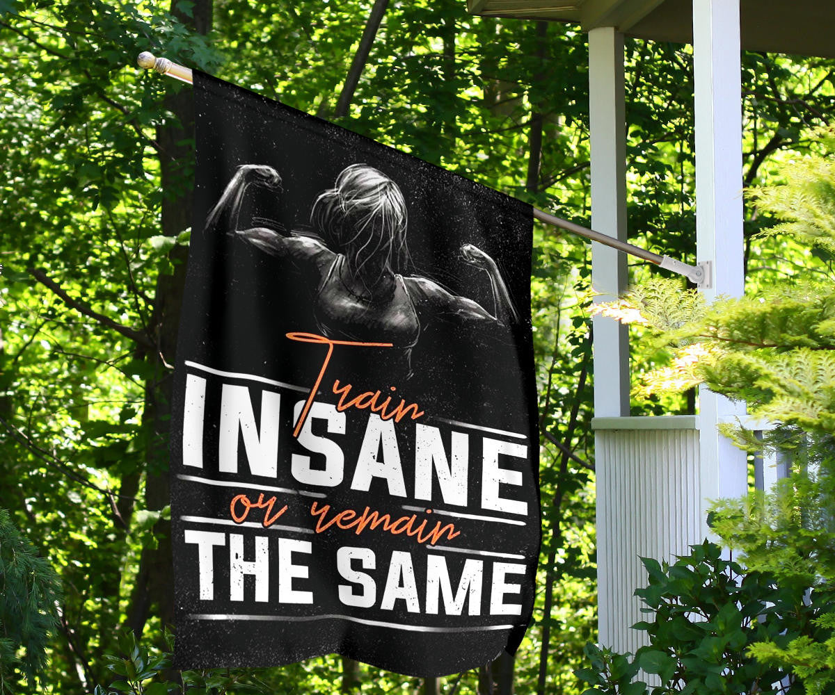 Train Insane Remain The Same Flag Motivational Workout Room Home Gym Decor