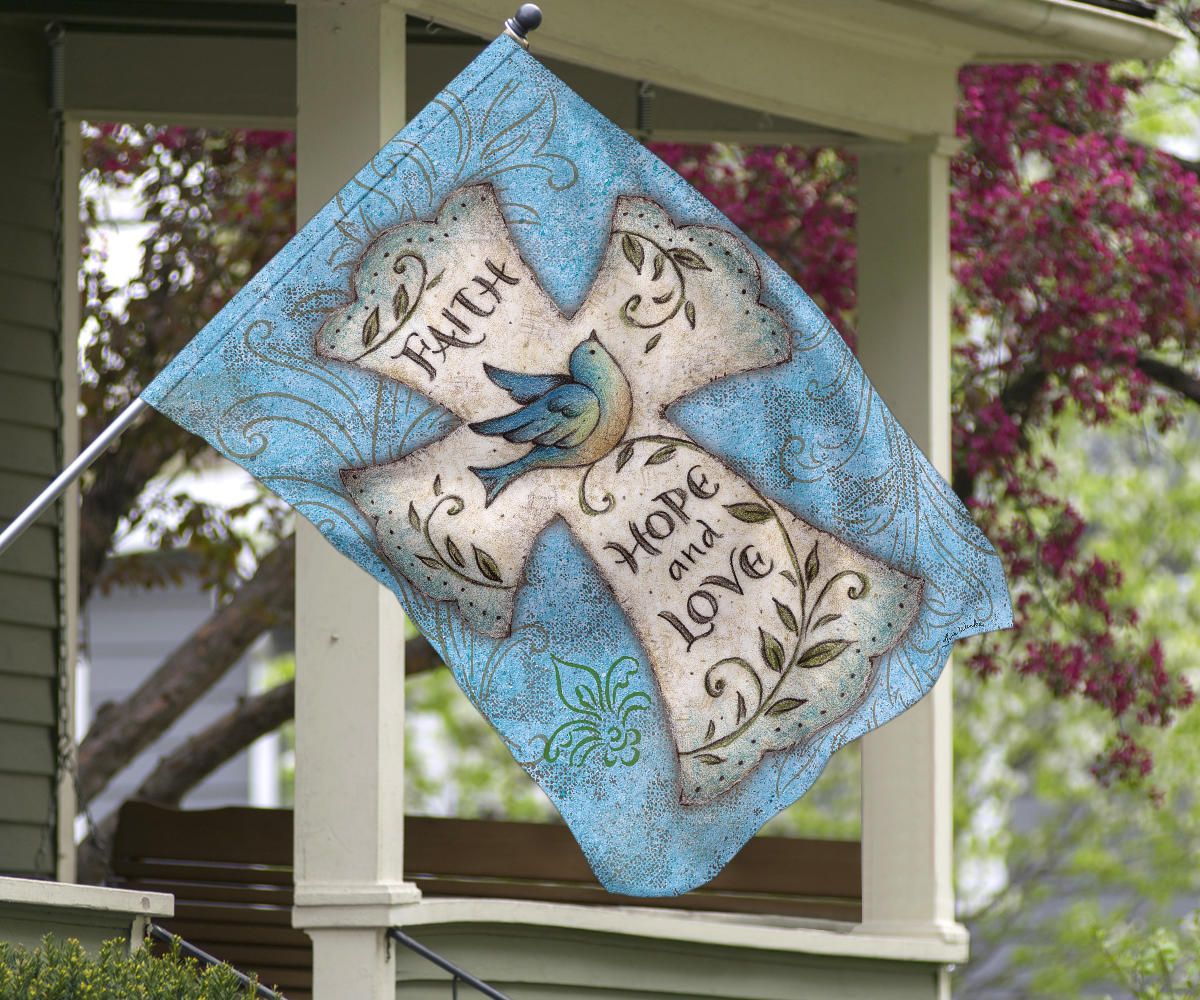 Faith Hope And Love Cross Flag Indoor Outdoor Decor Christian Mothers Day Gift