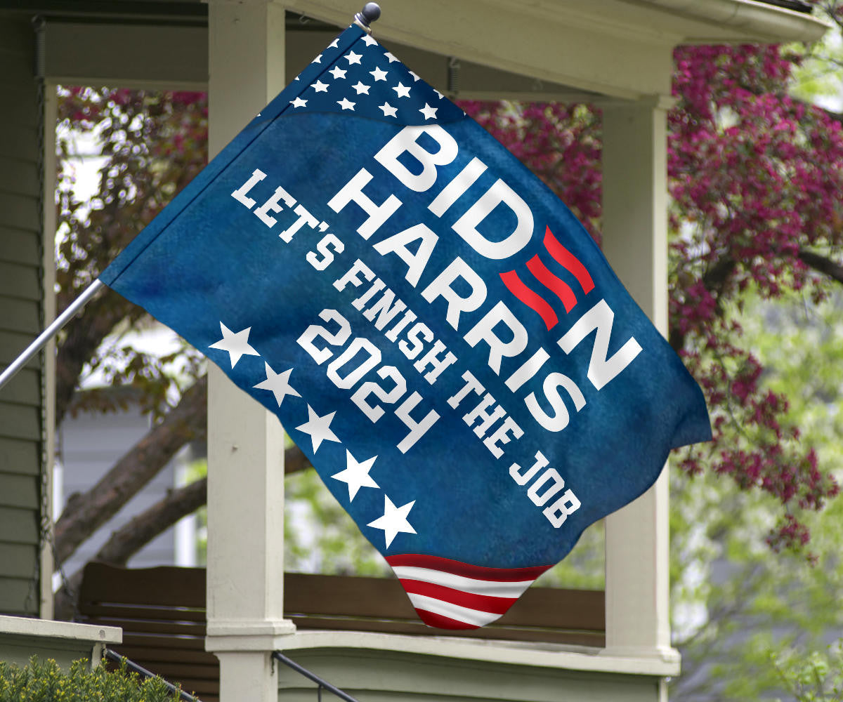 Biden Harris Let's Finish the Job 2024 Flag Vote Joe Biden 2024 Presidential Slogan