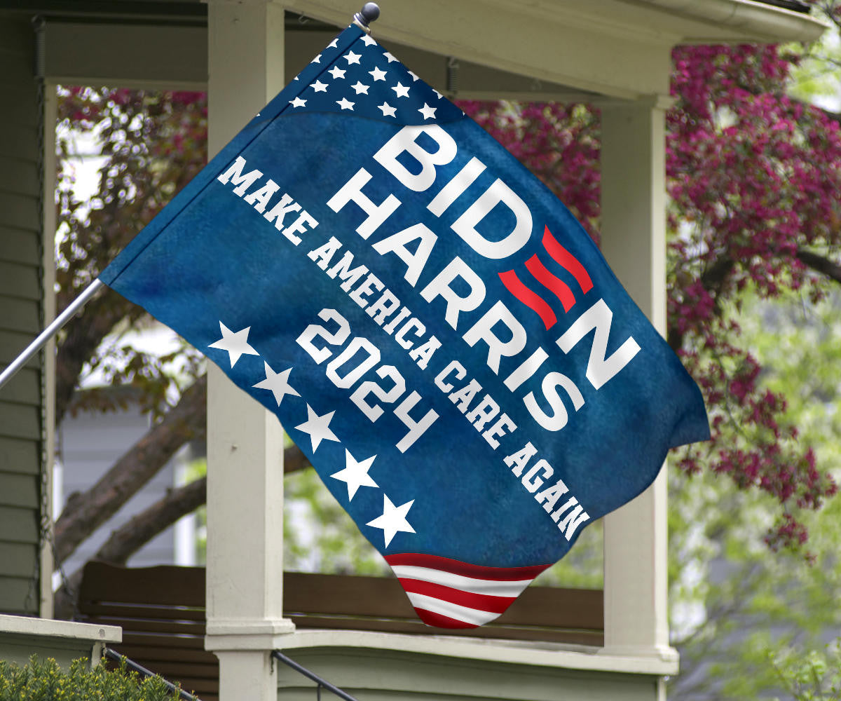 Biden Harris 2024 Flag Make America Care Again Pro Joe Biden 2024 Slogan Merchandise