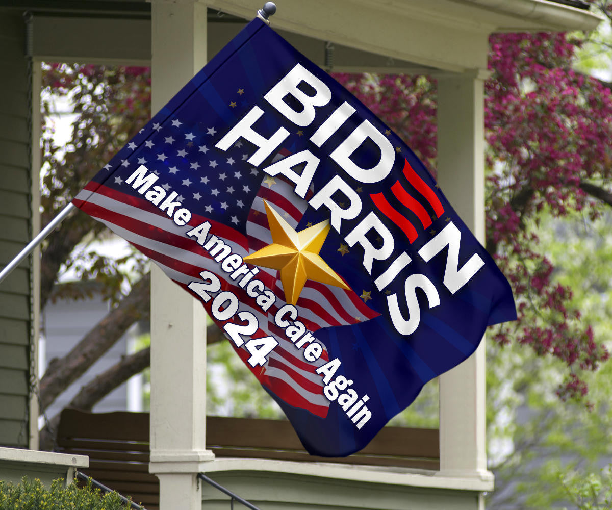 Biden Harris 2024 Flag Make America Care Again Biden Harris Campaign Merch For Sale