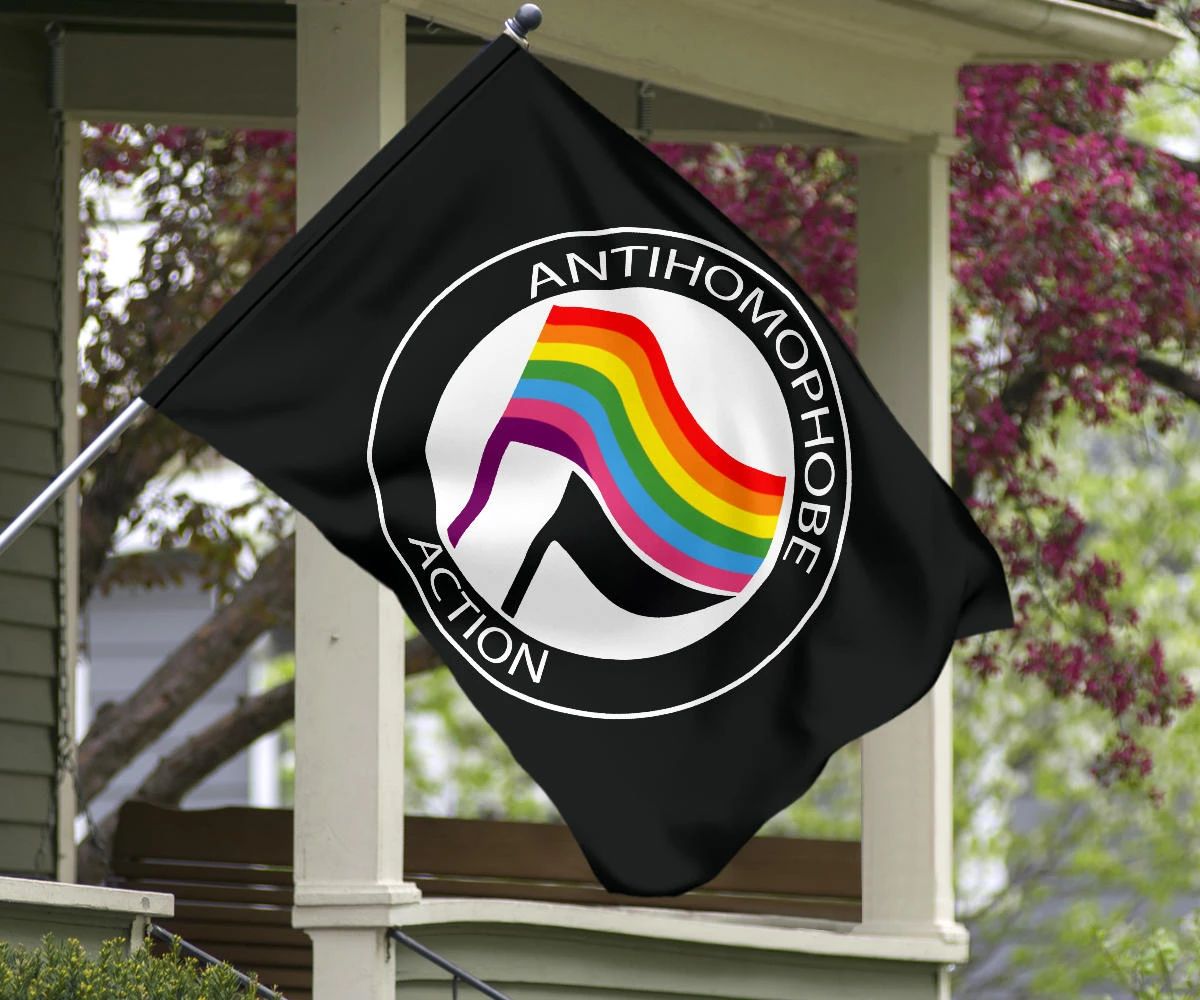 Anti Homophobe Action Flag Support LGBT Pride Banner CCAH Anti Homophobia Antifa