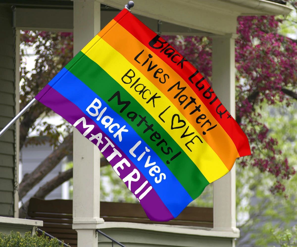 BLM And LGBT Flag Rainbow Flag Black Lives Matter Right Racism Flag Inside Outside Decor