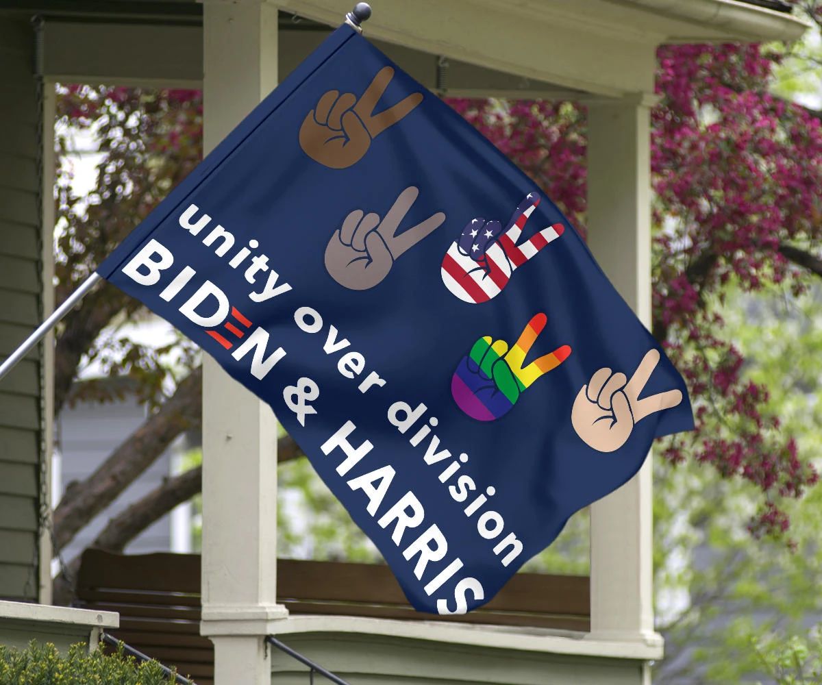 Unity Over Division Biden And Harris Flag Patriotic LGBT Voters Biden Political Lawn Flags