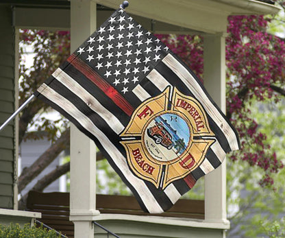 Thin Red Line Imperial Beach Badge Flag Honor Firefighter Rescuer Imperial FD Beach