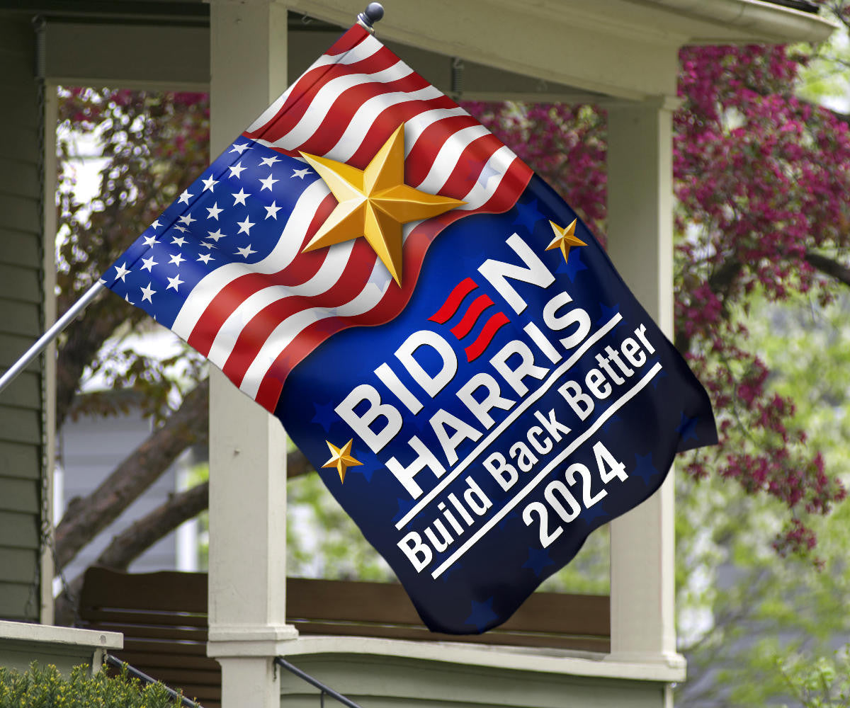 Biden Harris 2024 Build Back Better Flag Re-Vote Joe Biden Presidential Campaign Banner