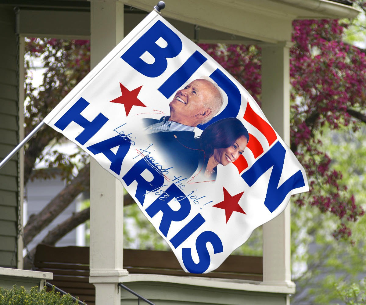 Biden Harris 2024 Flag Let's Finish The Job Joe Biden Campaign Merch 2024 Presidential Election