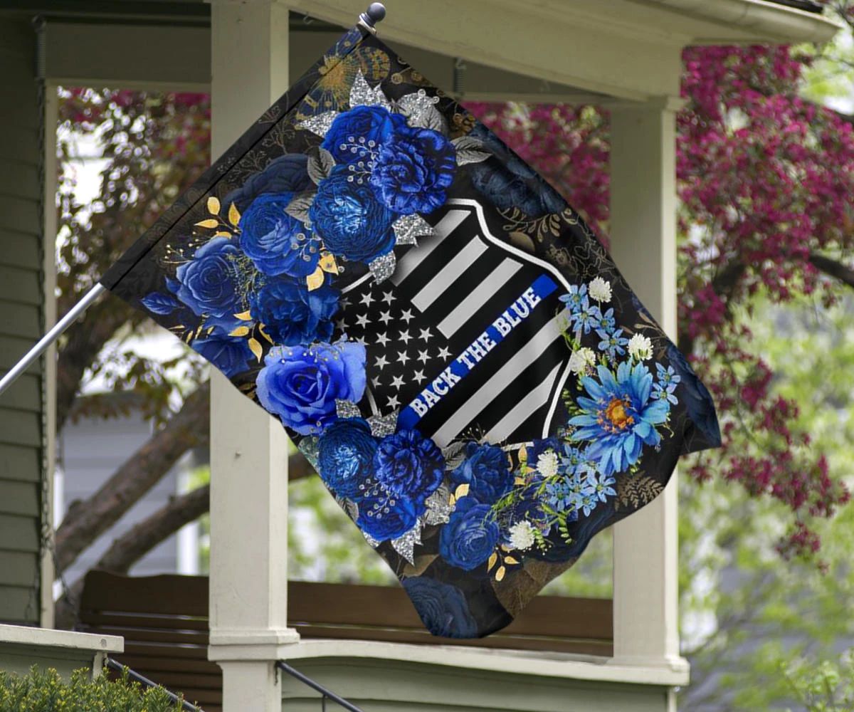 Back The Blue Flag Flower Thin Blue Line Flag Decor Support Police Law Enforcement Gift