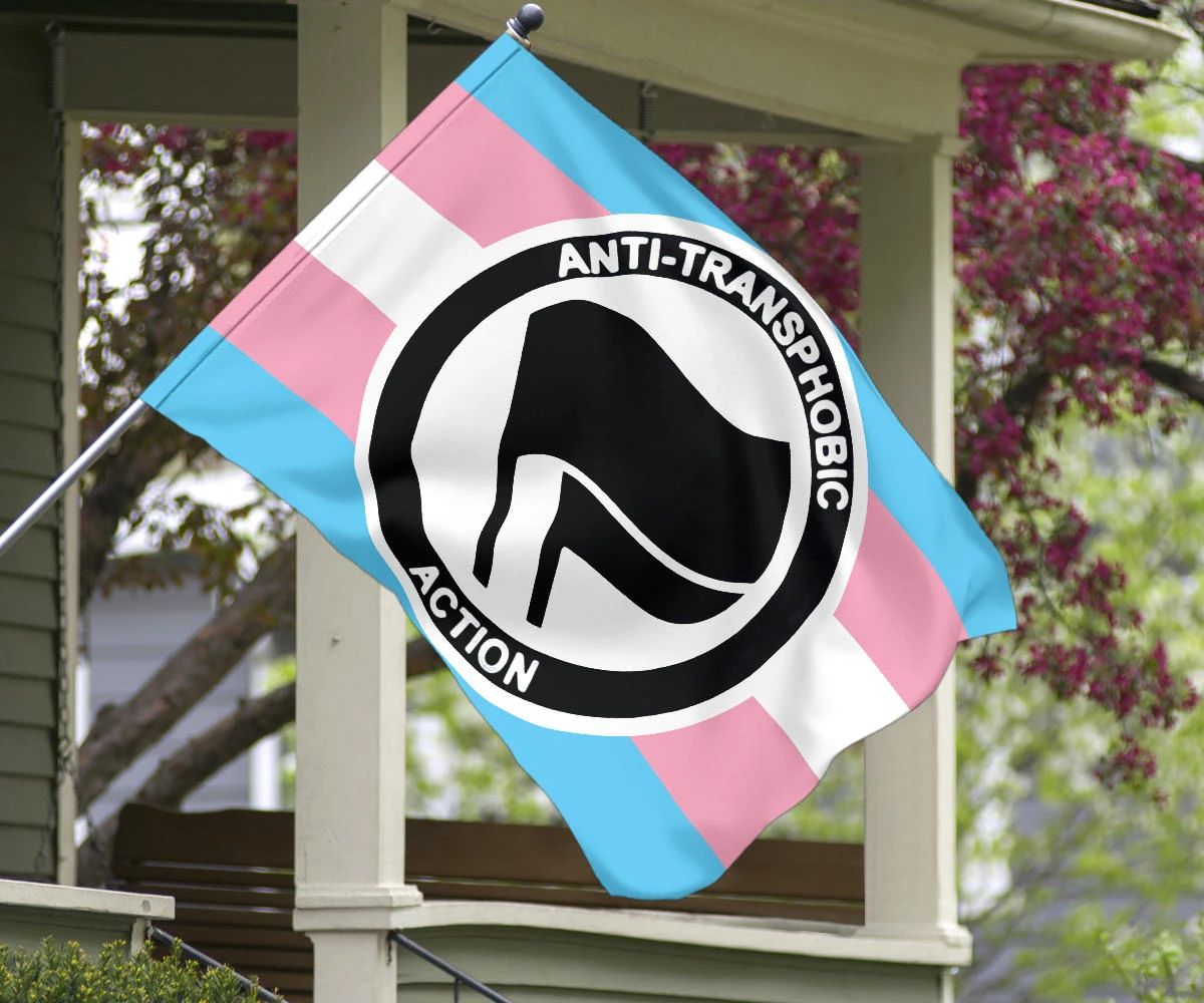 Anti Transphobic Action Flag Anti Homophobia Antifa Pride Transgender Trans Flag LGBT Merch