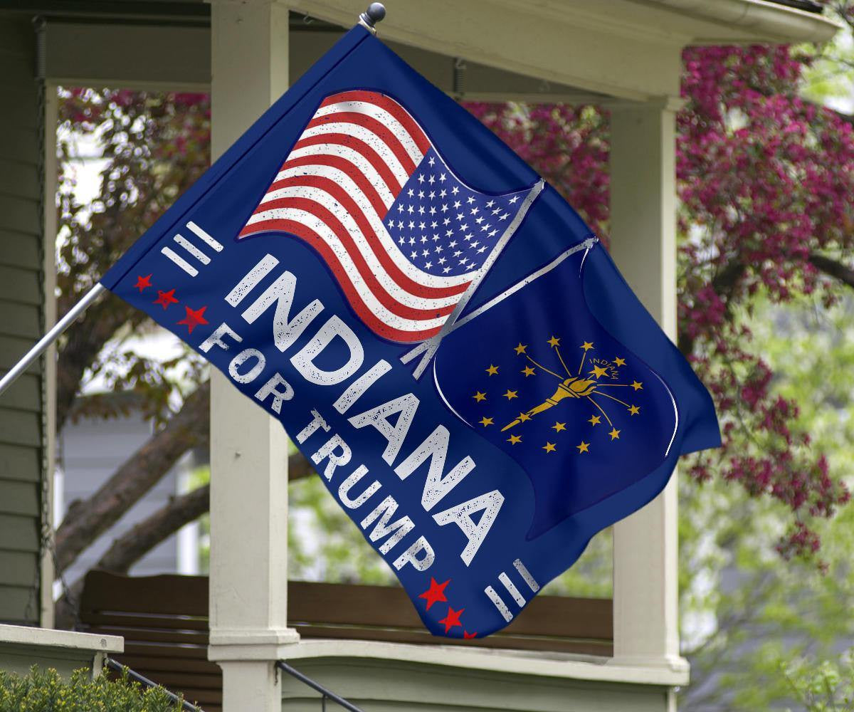 American And Indiana Flag Trump For President 2024