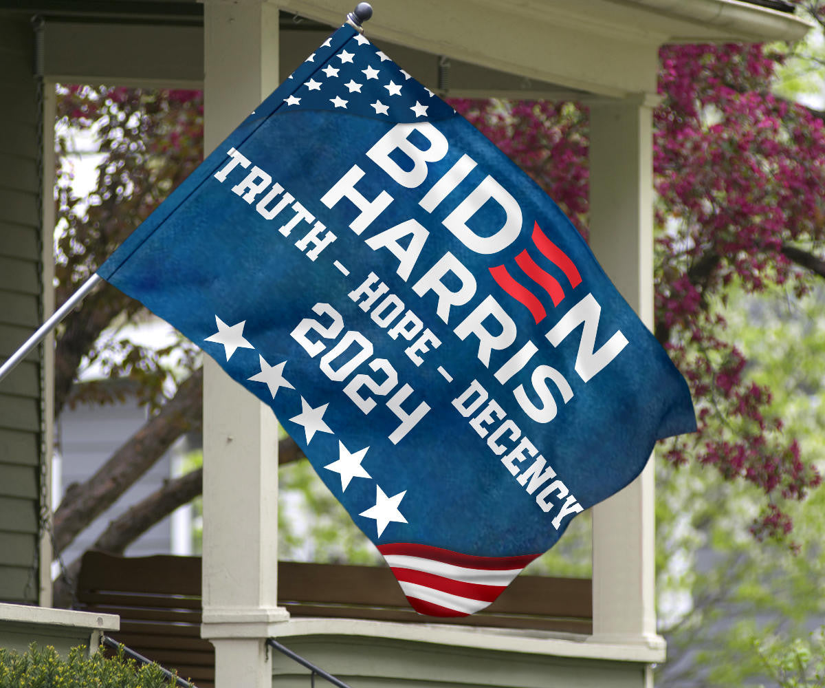 Biden Harris 2024 Truth Hope Decency Flag Joe Biden Presidential Election Yard Flag Decor