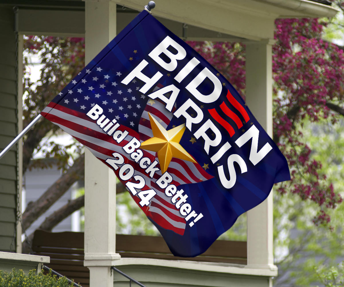 Biden Harris 2024 Flag Build Back Better Joe Biden Presidential Campaign Slogan Merch