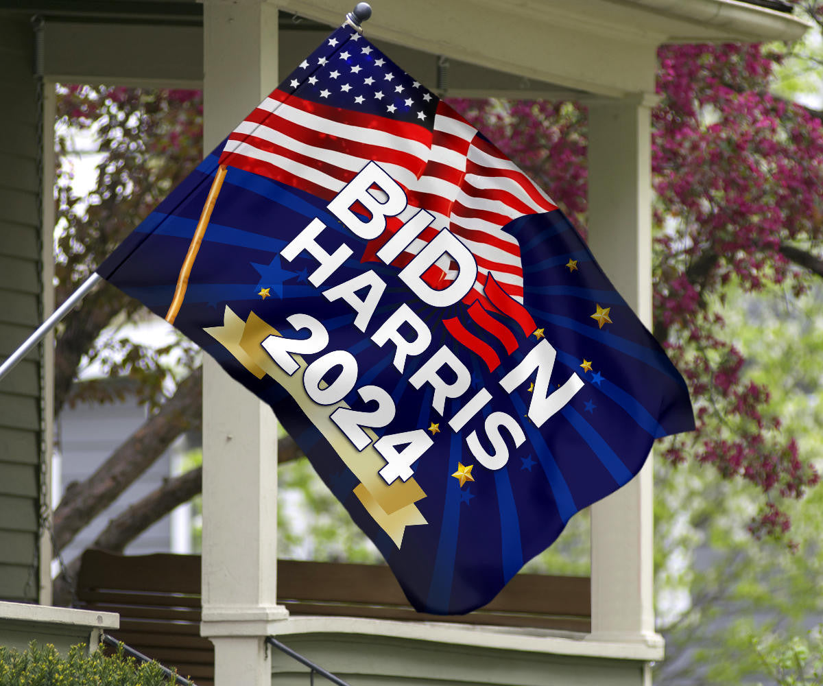 Biden Harris 2024 Flag Patriotic Re-Elect Biden Presidential Campaign 2024 Merch Decor