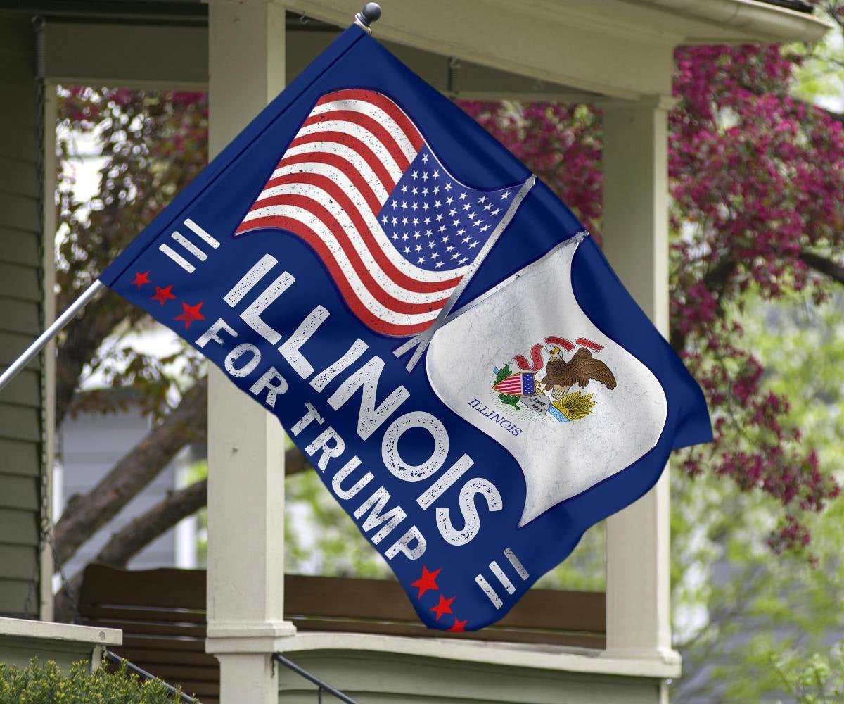 American And Illinois Flag Trump For President 2024