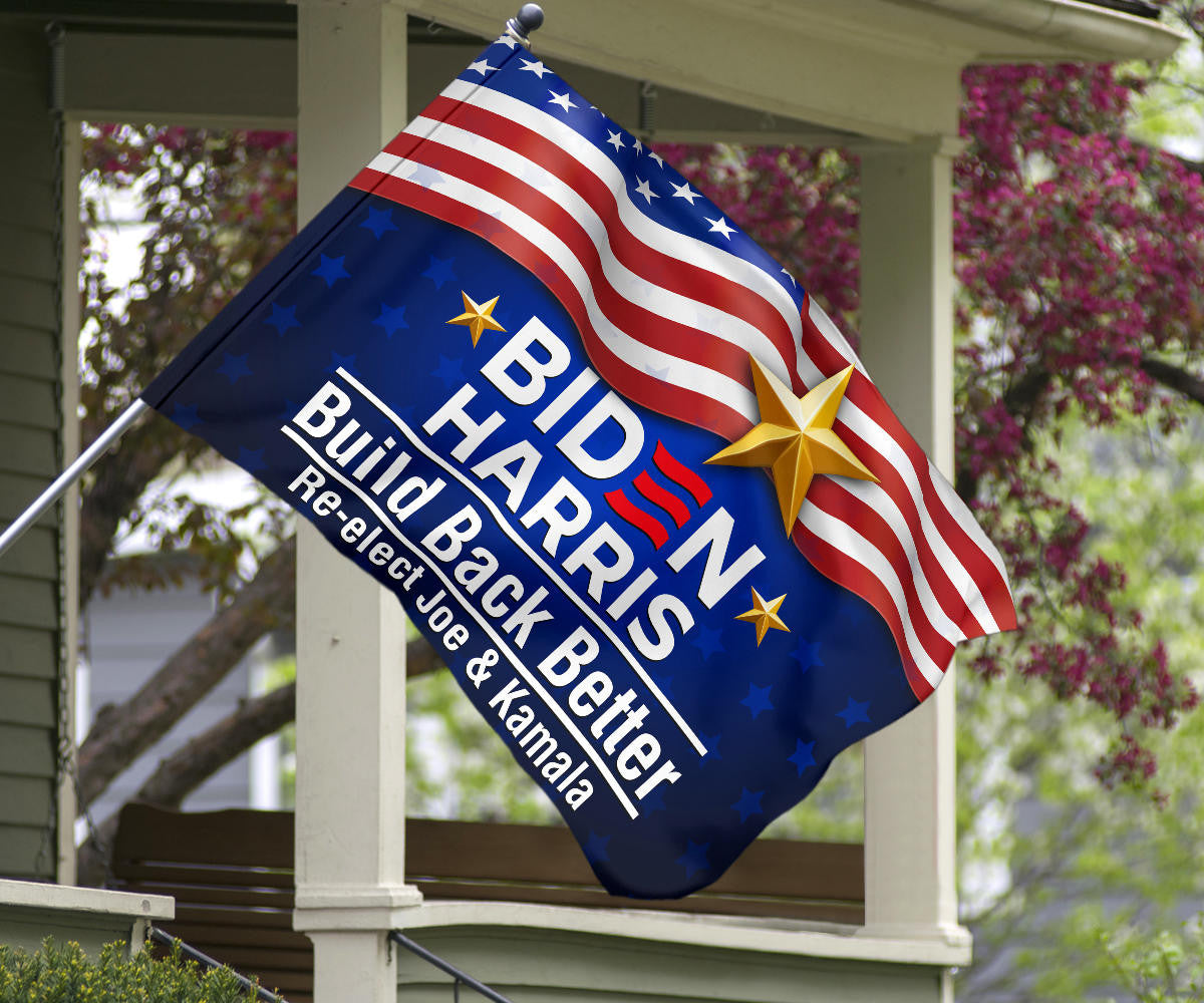 Biden Harris 2024 Flag Build Back Better Re-Elect Joe Kamala Presidential Campaign Merch