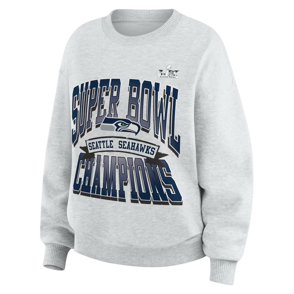 Seahawks Super Bowl Merch Seattle Seahawks WEAR by Erin Andrews Super Bowl LX Champions Sweatshirt - MadebyMun