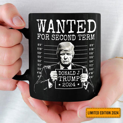 Wanted For President 2024 Trump Black Mug