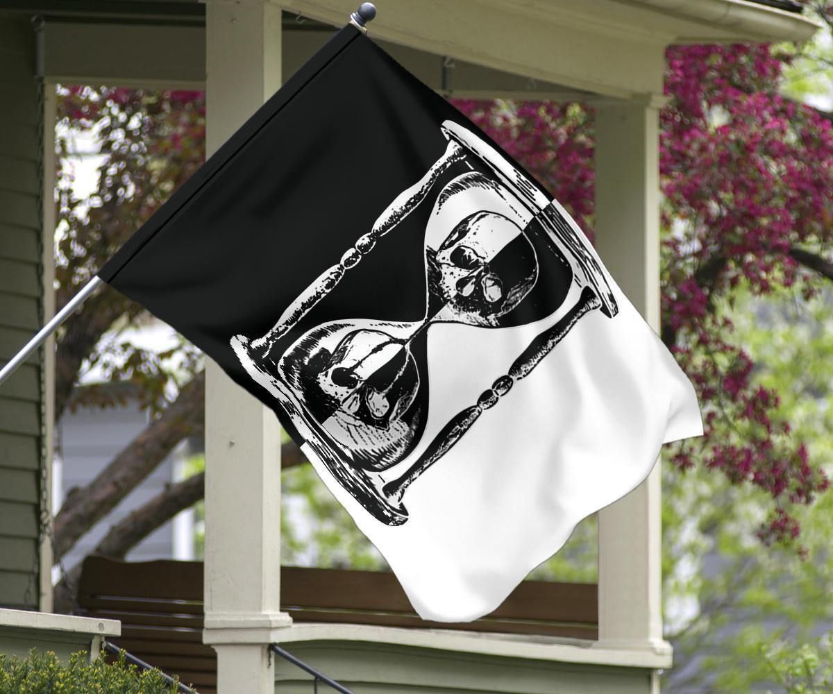 Unus Annus Flag Skull With Hourglass Black And White Haloween Gifts For Home Decor