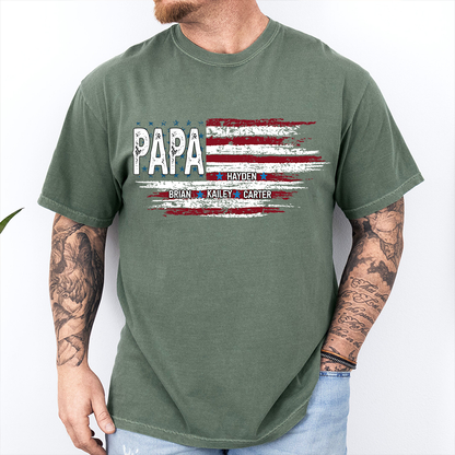Comfort Colors® Papa & Grandkids American Flag Tee