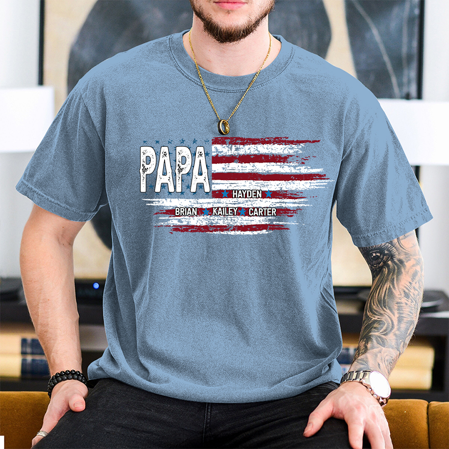 Comfort Colors® Papa & Grandkids American Flag Tee