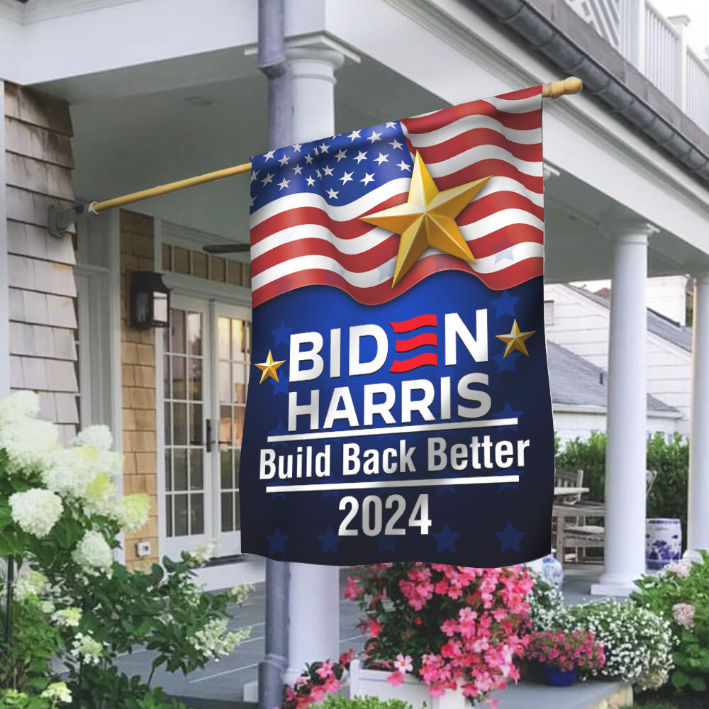 Biden Harris 2024 Build Back Better Flag Re-Vote Joe Biden Presidential Campaign Banner