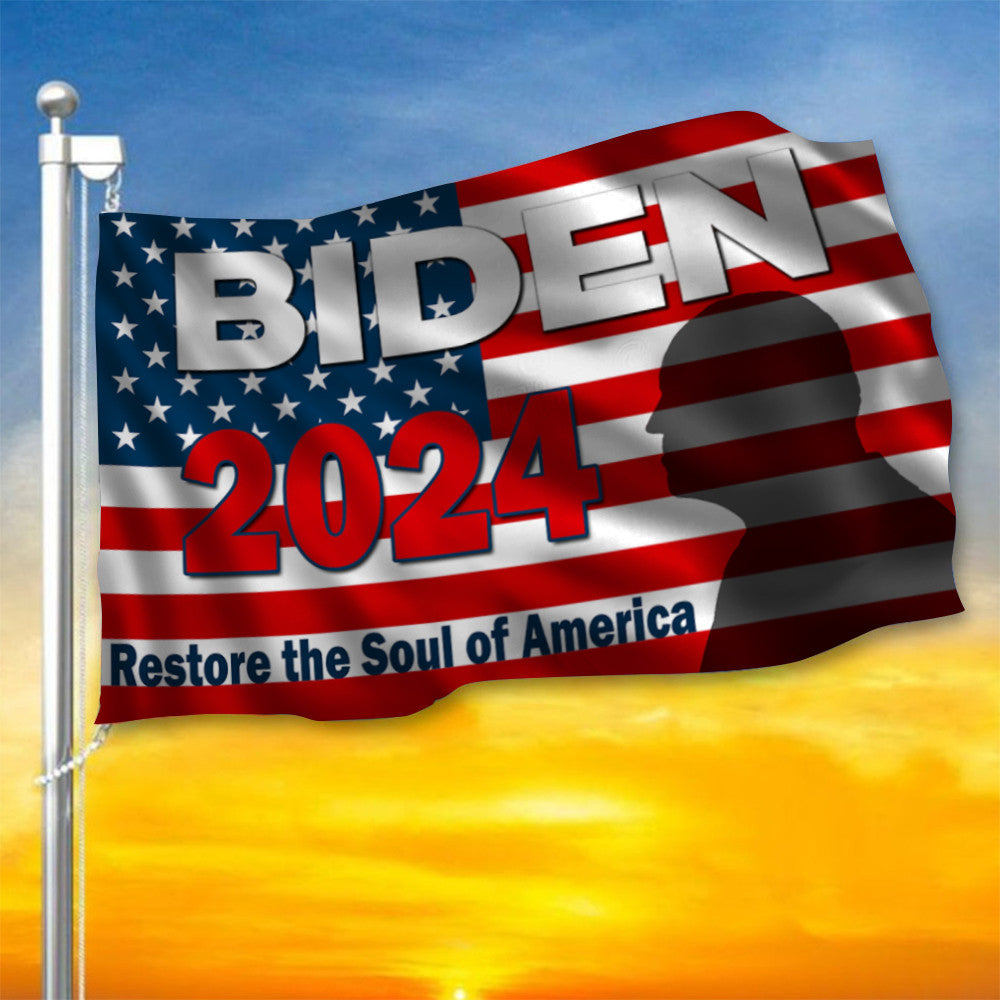 Biden 2024 Restore The Soul Of America Flag Support Joe Biden Running 2024 President