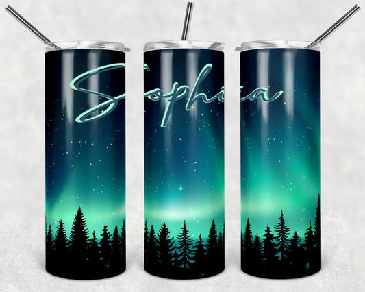 Personalized Skinny Tumbler Northern Lights