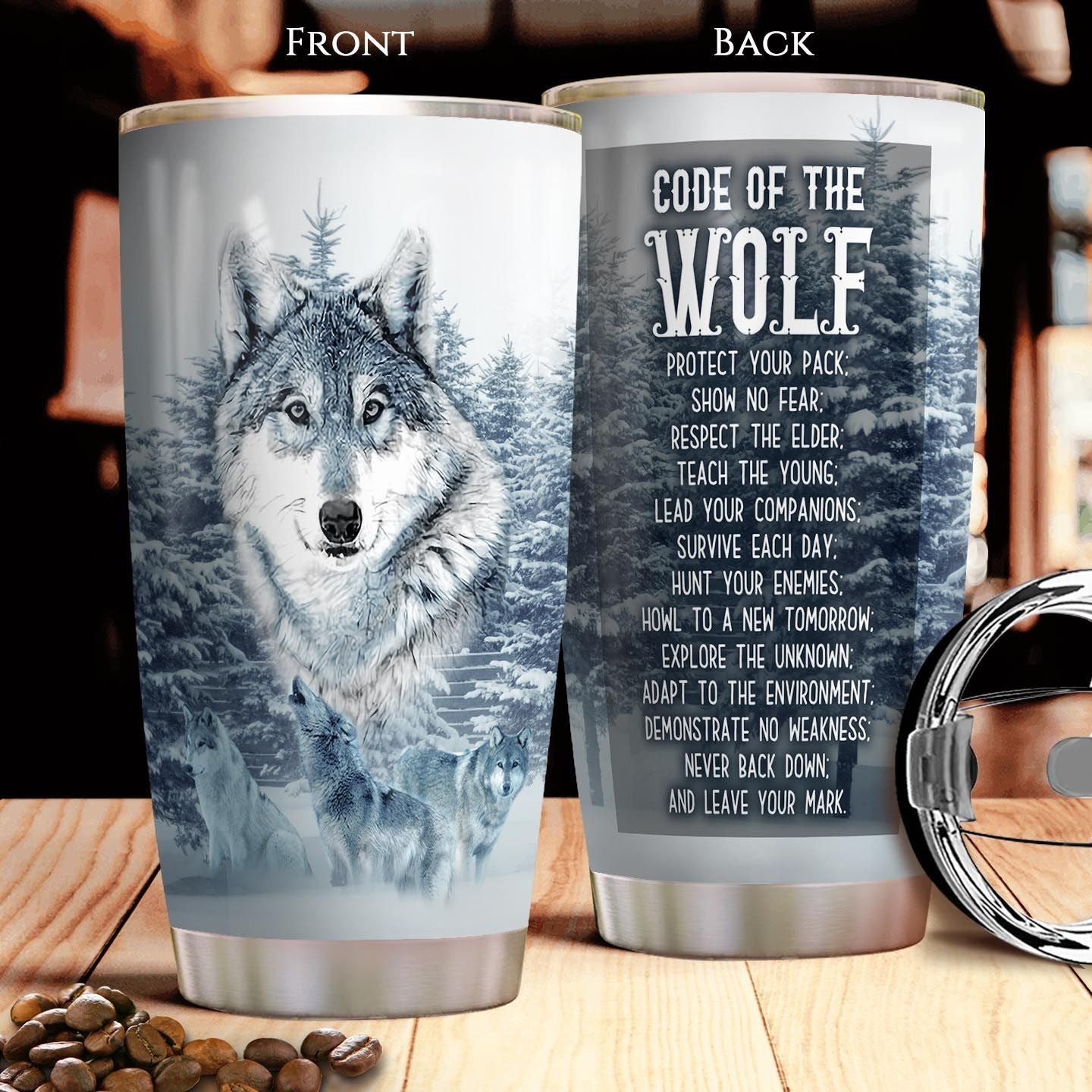 Personalized 20oz Wolf Tumbler Code The Wolf