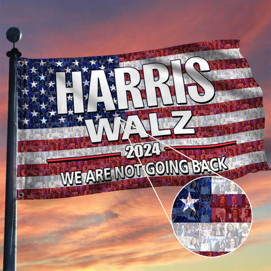 We Are Not Going Back Harris Walz 2024 Flag Harris Walz Merch American Flag