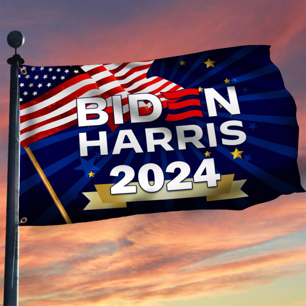 Biden Harris 2024 Flag Patriotic Re-Elect Biden Presidential Campaign 2024 Merch Decor