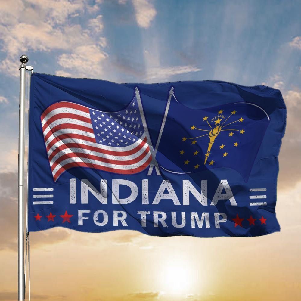 American And Indiana Flag Trump For President 2024