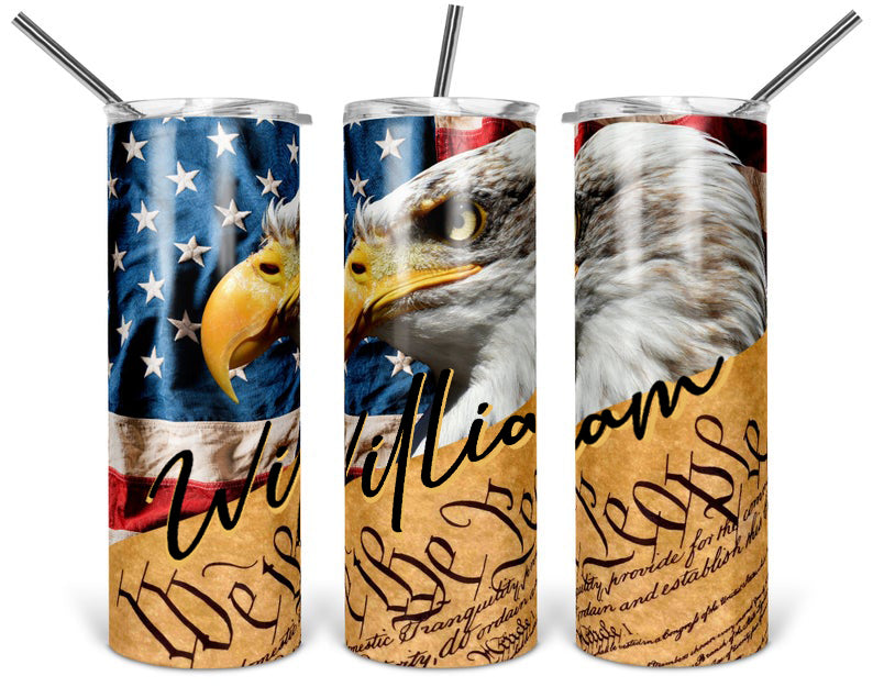 Personalized Skinny Tumbler Patriotic American Eagle We The People Constitution