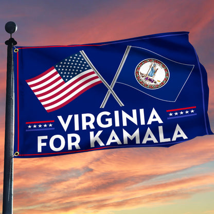 Virginia For Kamala Flag Kamala Harris For President 2024 Political Flag Indoor Outdoor