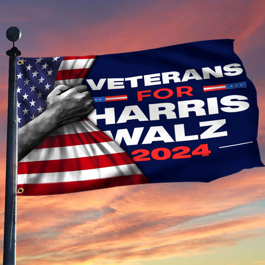 Veterans For Harris Walz 2024 Flag Inside American Flag Harris Walz Campaign Merch